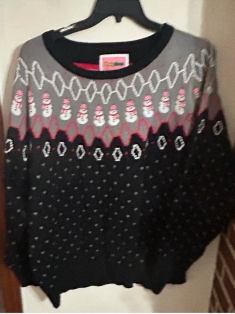 NWT Tippsie Size XXL Elves  Black & Gray Snowman Pattern Women's Sweater